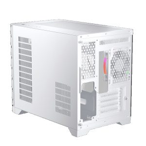 1st Player UV6 Micro ATX Case with U-Shaped Panoramic Panel and 3x RGB Fans - White