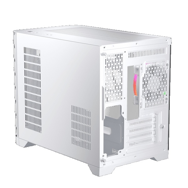 1st Player UV6 Micro ATX Case with U-Shaped Panoramic Panel and 3x RGB Fans - White