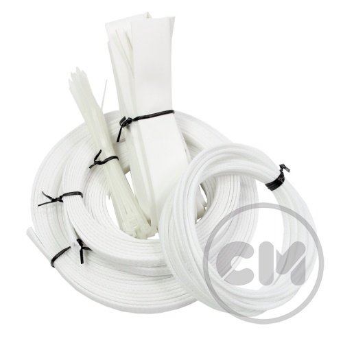Frozen White Cable Modders (U-HD) High Density Braid Sleeving Kit - Medium