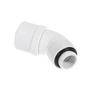 Bitspower Connection 45 degrees 1/4 inch to 13/10mm, rotate - Deluxe White