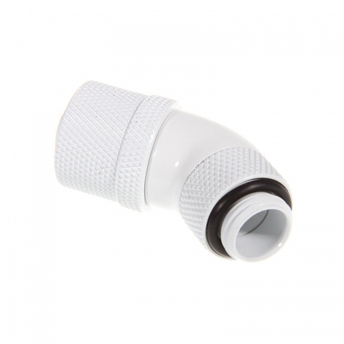 Bitspower Connection 45 degrees 1/4 inch to 13/10mm, rotate - Deluxe White