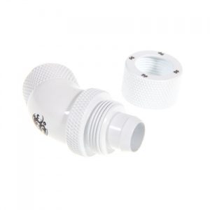 Bitspower Connection 45 degrees 1/4 inch to 13/10mm, rotate - Deluxe White