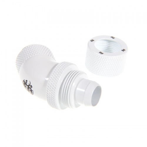 Bitspower Connection 45 degrees 1/4 inch to 13/10mm, rotate - Deluxe White