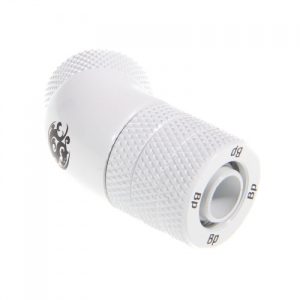 Bitspower connector 45 degrees 1/4 inch to 10/8mm - rotate, Deluxe White