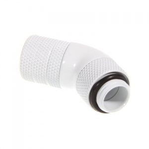 Bitspower connector 45 degrees 1/4 inch to 10/8mm - rotate, Deluxe White