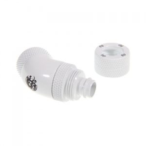 Bitspower connector 45 degrees 1/4 inch to 10/8mm - rotate, Deluxe White