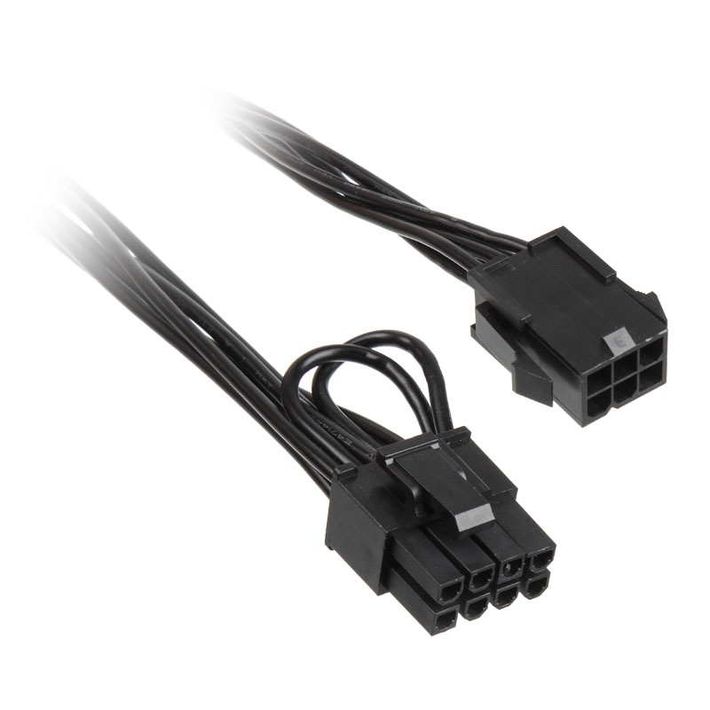 6-pin PCIe 6 + 2-pin PCIe adapter / extension, black, 25cm