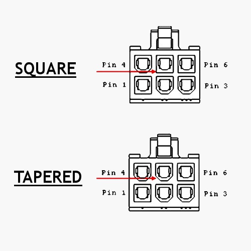 6 Pin Square Female VGA Power Connector - Black
