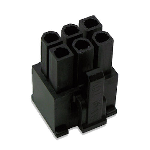 6 Pin Square Female VGA Power Connector – Black