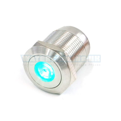 Push-Button 19mm Stainless Steel, Green Dot Lighting 6pin