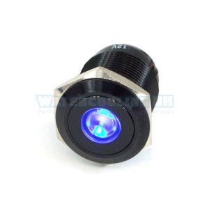 Push-Button 19mm Aluminum Black, Blue Dot Lighting 6pin
