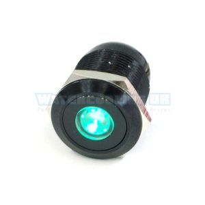 Push-Button 19mm Aluminum Black, Green Dot Lighting 6pin