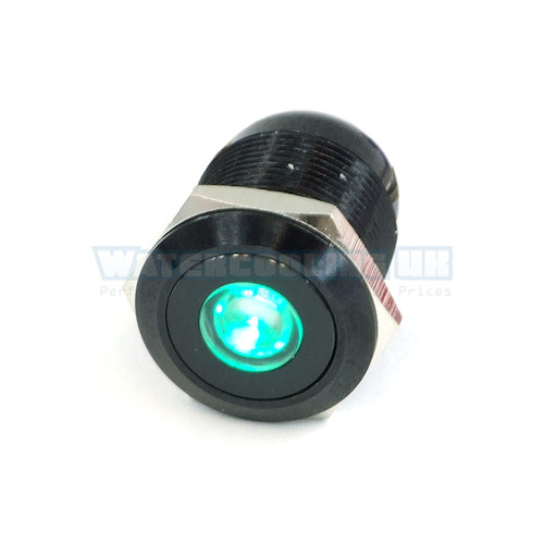 Push-Button 19mm Aluminum Black, Green Dot Lighting 6pin