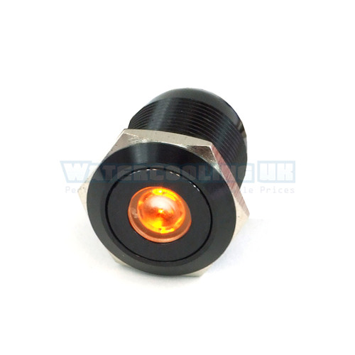 Push-Button 19mm Aluminum Black, Orange Dot Lighting 6pin