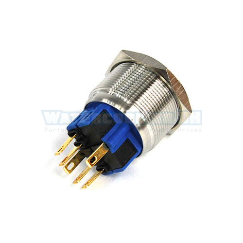Push-Button 25mm Stainless Steel, Red Ring Lighting 6pin