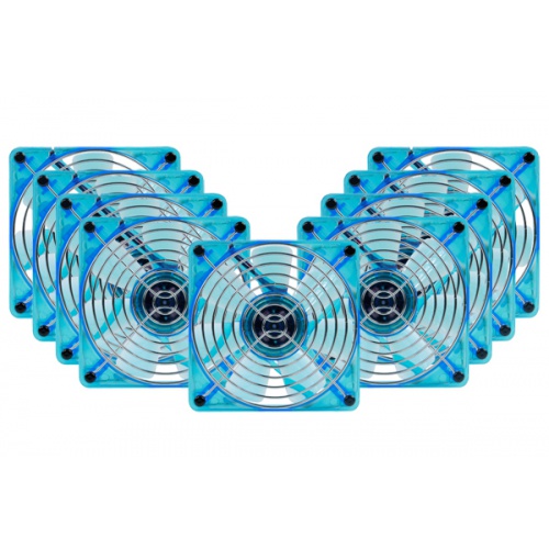 WCUK X-Fan Blue 4 LED Bundle (9-Pack) ( 120x120x25mm )
