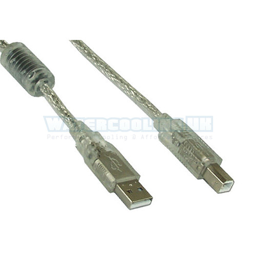 USB 2.0 Cable, Transparent, AM/BM, With Ferrite, 2m