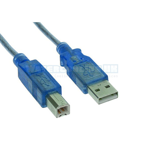 USB 2.0 Cable, Blue-Transparent, AM/BM, 5m