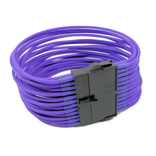 24Pin Cable Modders 30CM ATX, U-HD Braid Sleeved Extension, UV Purple