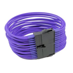 24Pin Cable Modders 30CM ATX, U-HD Braid Sleeved Extension, UV Purple