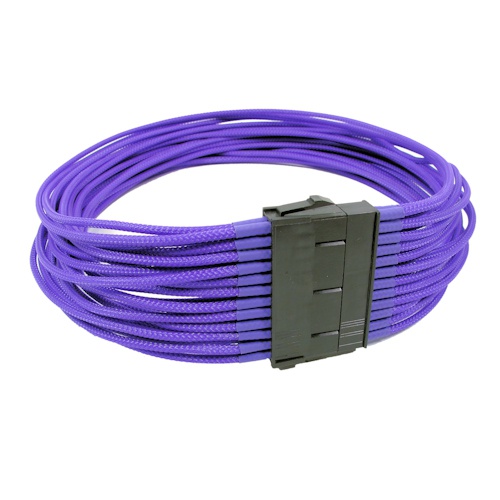 24Pin Cable Modders 50CM ATX, U-HD Braid Sleeved Extension, UV Purple