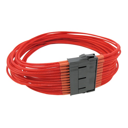 24Pin Cable Modders 50CM ATX, U-HD Braid Sleeved Extension, UV Red