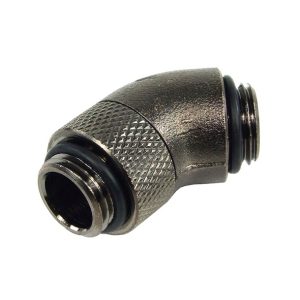 Angled Adaptor 45- - G1/4 Outer Thread To G1/4 Outer Thread - Round - Black Nickel