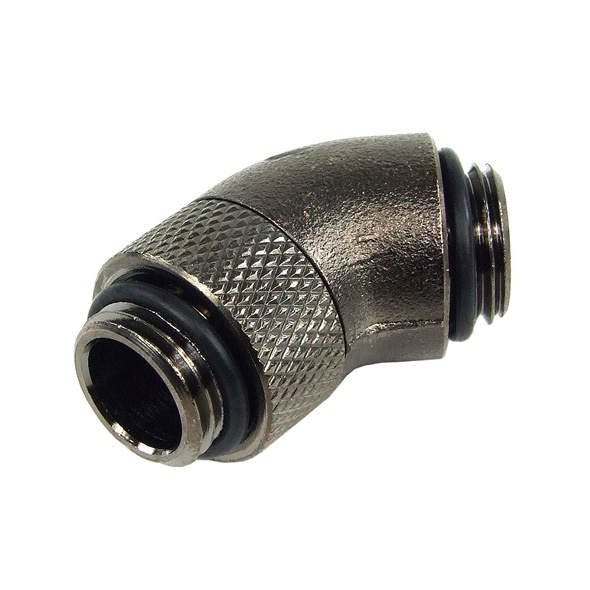 Angled Adaptor 45- - G1/4 Outer Thread To G1/4 Outer Thread - Round - Black Nickel