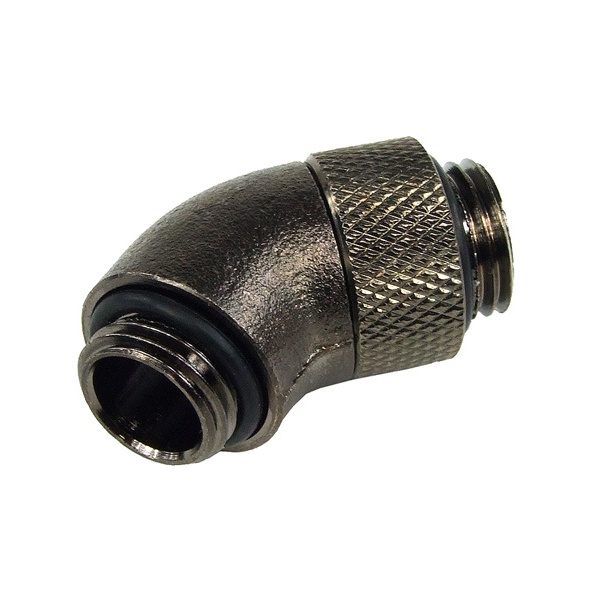 Angled Adaptor 45- - G1/4 Outer Thread To G1/4 Outer Thread - Round - Black Nickel