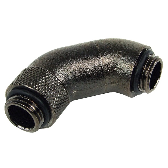 Angled Double 45- Adaptor Rotary G1/4 Outer To G1/4 Outer Thread - Black Nickel