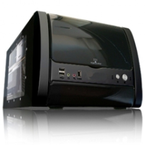 E-CUTE Y902BK Black Cube Case Aluminium 3 Window LCD Disp