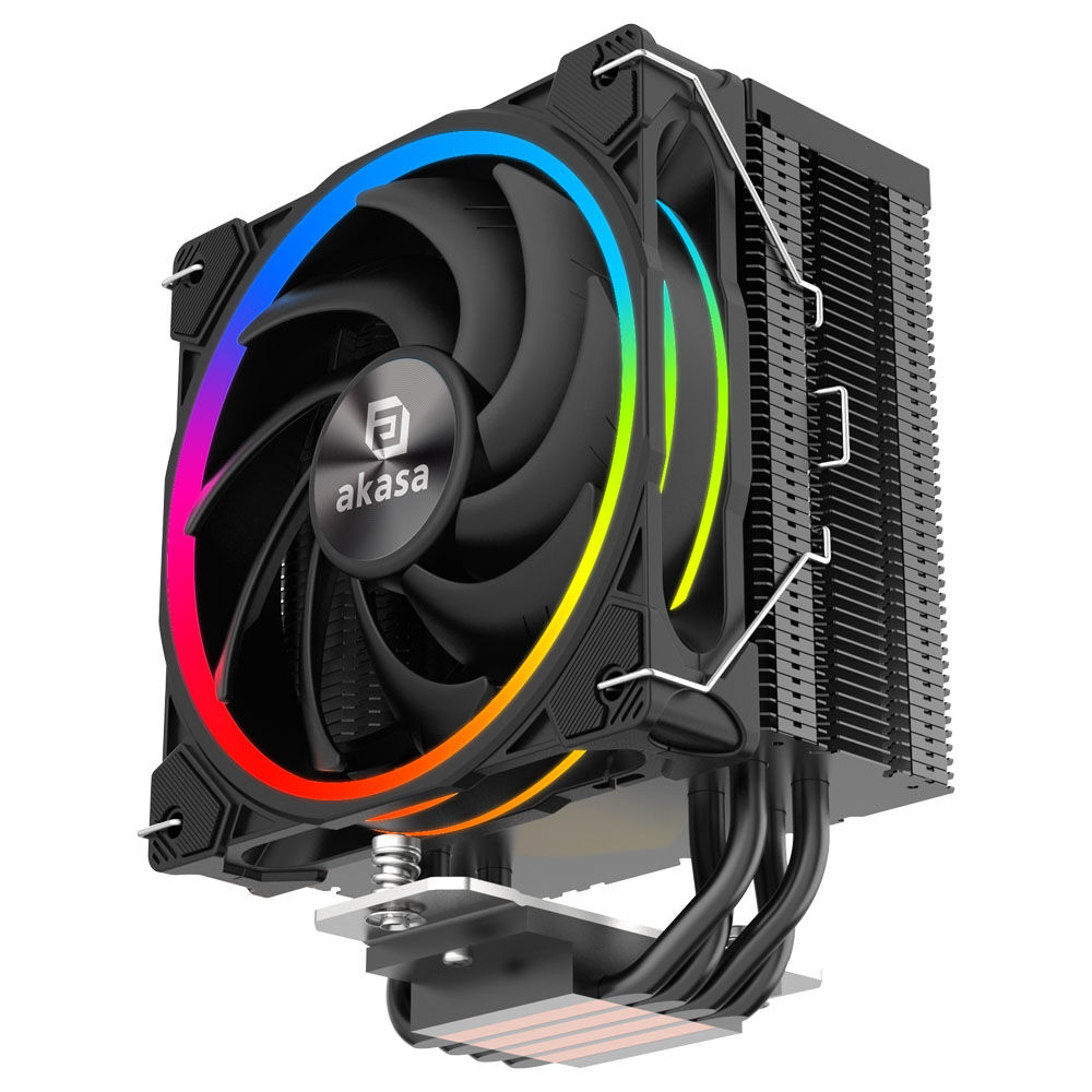 Akasa SOHO H4 Plus CPU Cooler and AR12 Reverse Fan, RGB - Black