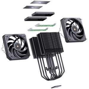 Jonsbo HX6280 CPU cooler, PWM, RGB - 130mm, black
