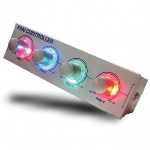 Silver Frame Multi LED 4 Fan Controller 5.25
