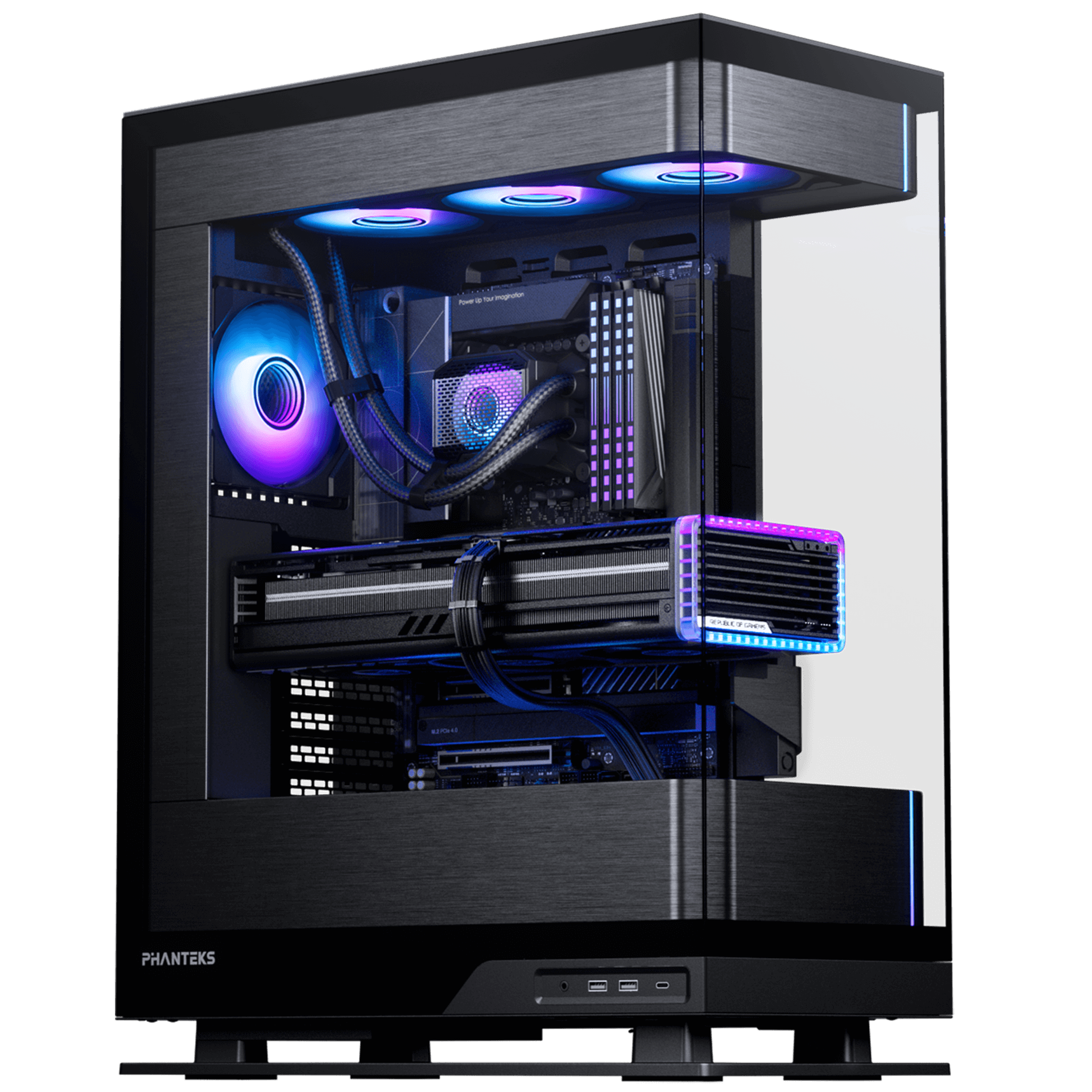 PHANTEKS Evolv X2 Midi-Tower, Tempered Glass, DRGB + Glacier One 360M25 Gen2 AIO - Black