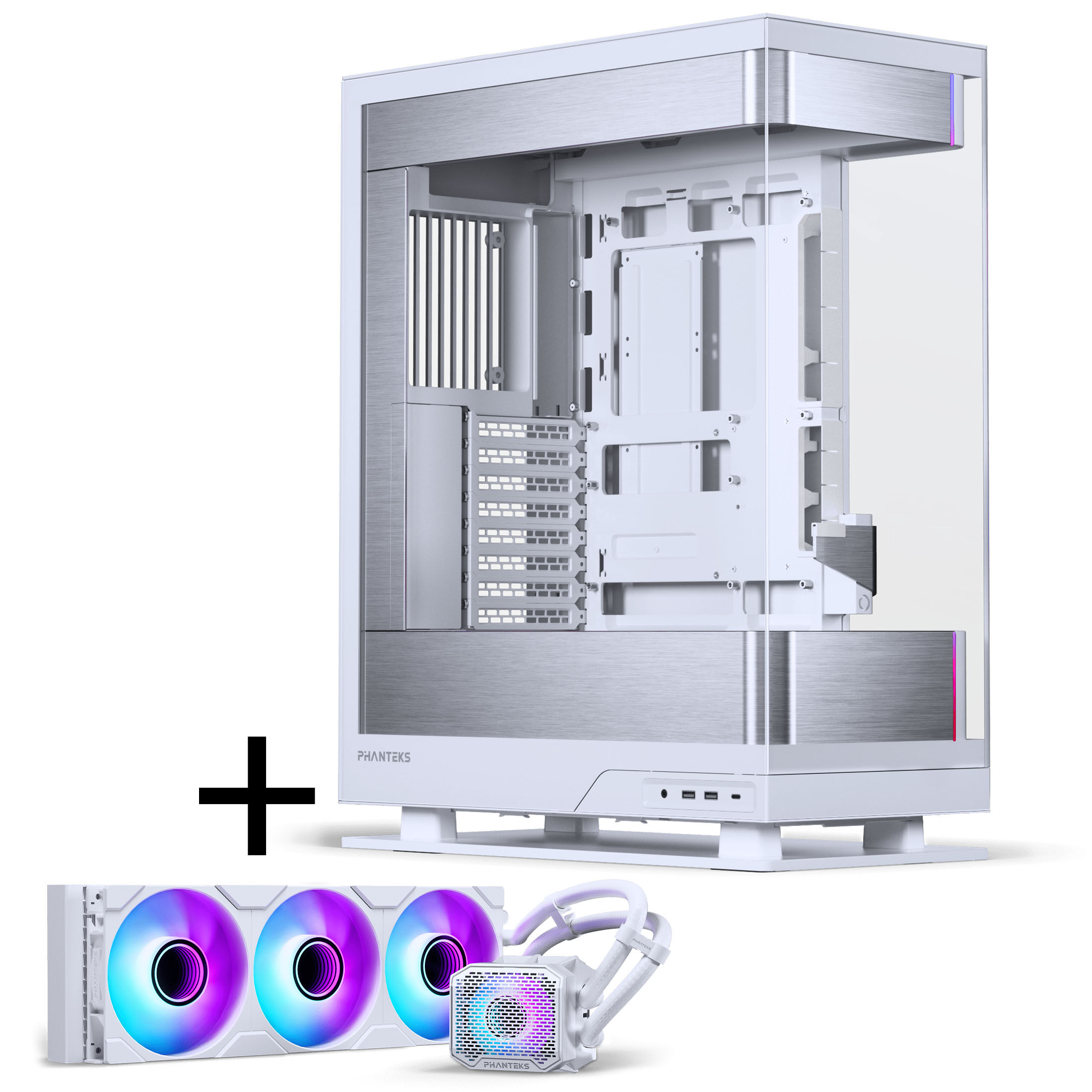 PHANTEKS Evolv X2 Midi-Tower, Tempered Glass, DRGB + Glacier One 360M25 Gen2 AIO - White : image 1