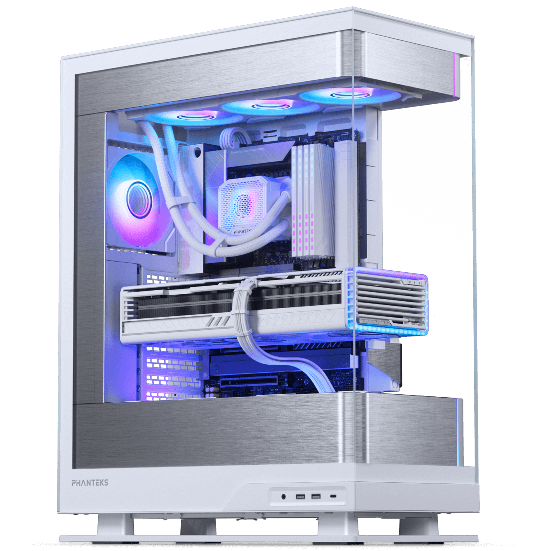 PHANTEKS Evolv X2 Midi-Tower, Tempered Glass, DRGB + Glacier One 360M25 Gen2 AIO - White : image 5