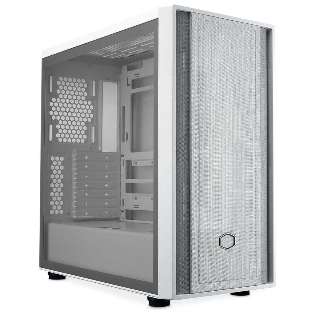 Cooler Master MasterBox 600 Lite PC Case, Midi-Tower, E-ATX, Tempered Glass - White