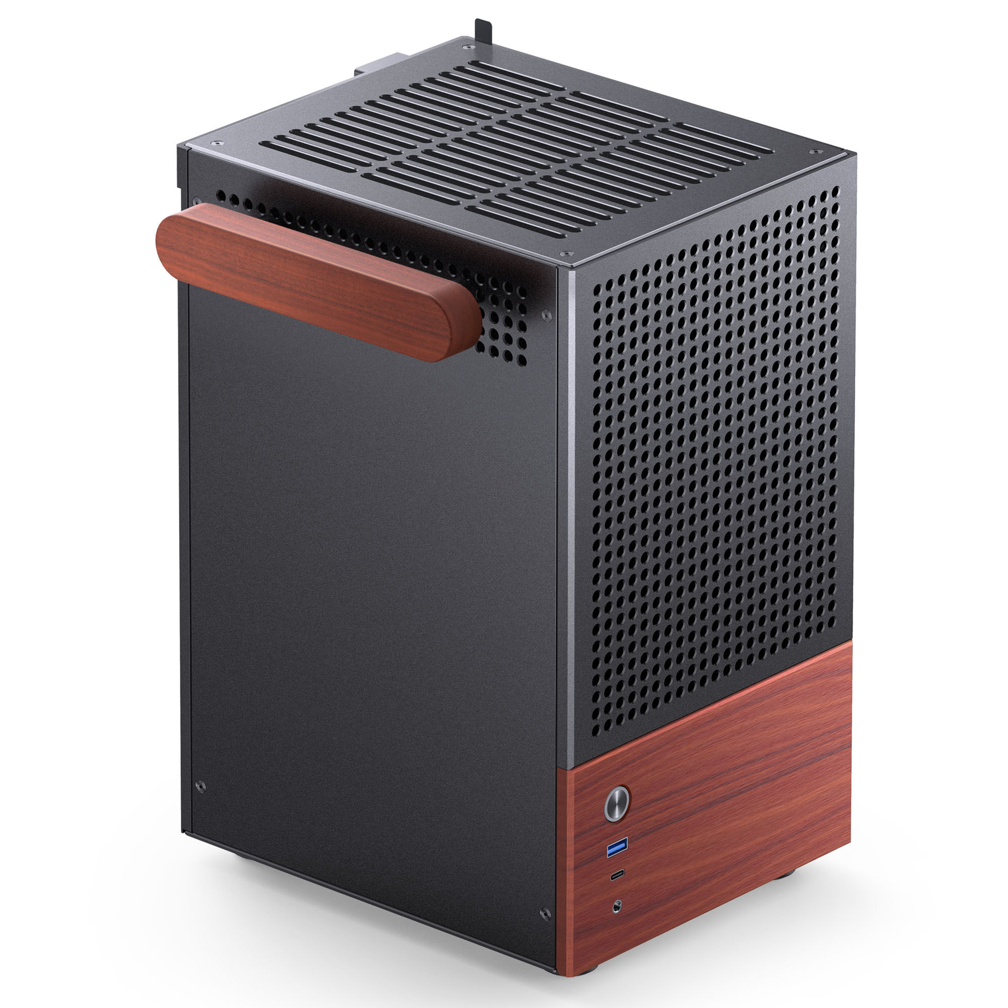 Jonsbo T6 PC Case, Mini-Tower, Mini-ITX, Tempered Glass, Wood - Black : image 4