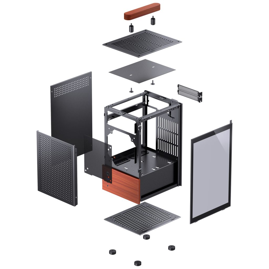 Jonsbo T6 PC Case, Mini-Tower, Mini-ITX, Tempered Glass, Wood - Black : image 12