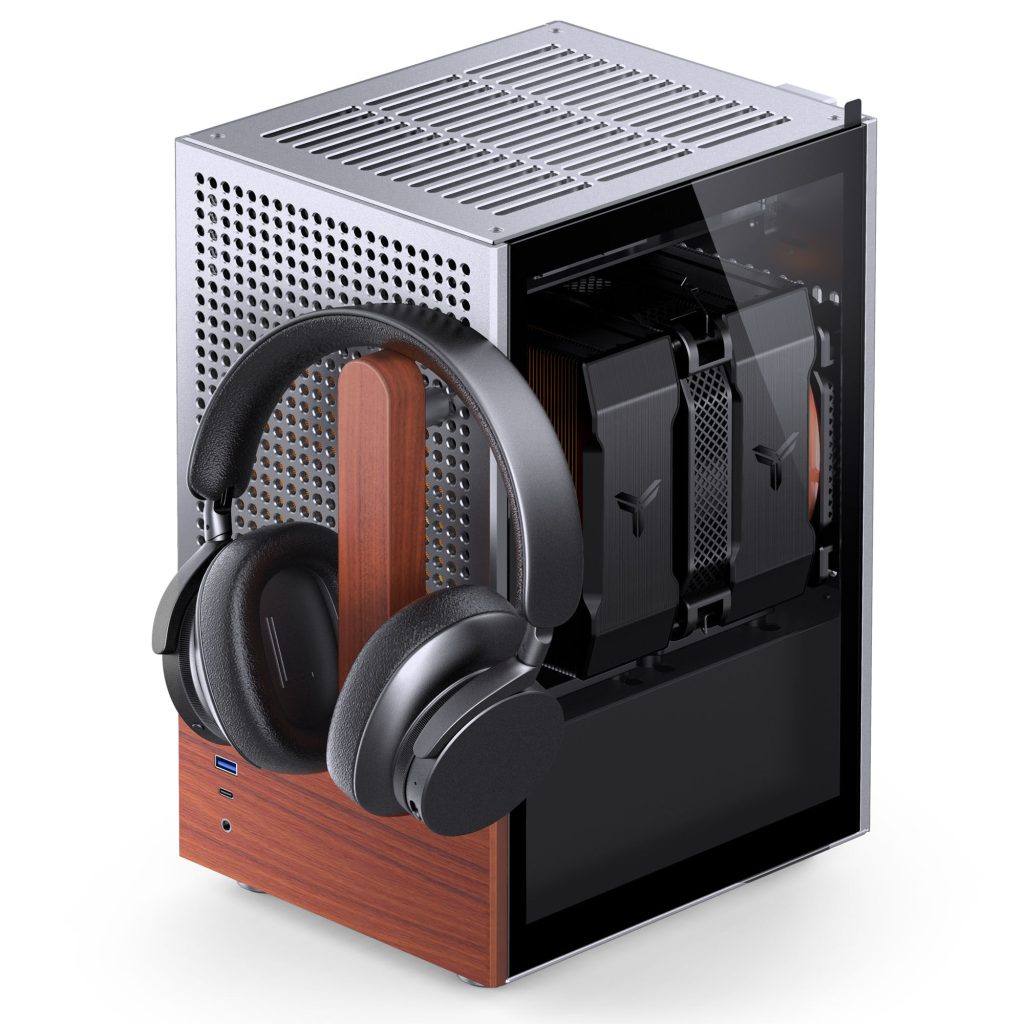 Jonsbo T6 PC Case, Mini-Tower, Mini-ITX, Tempered Glass, Wood - Silver - B-Grade