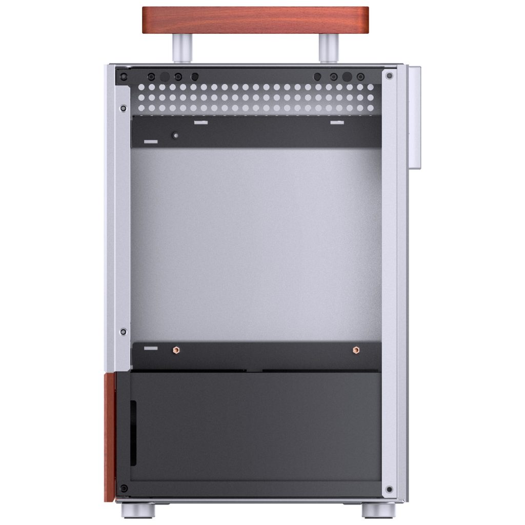 Jonsbo T6 PC Case, Mini-Tower, Mini-ITX, Tempered Glass, Wood - Silver - B-Grade