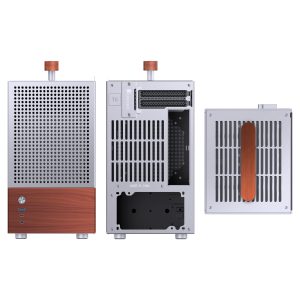 Jonsbo T6 PC Case, Mini-Tower, Mini-ITX, Tempered Glass, Wood - Silver - B-Grade