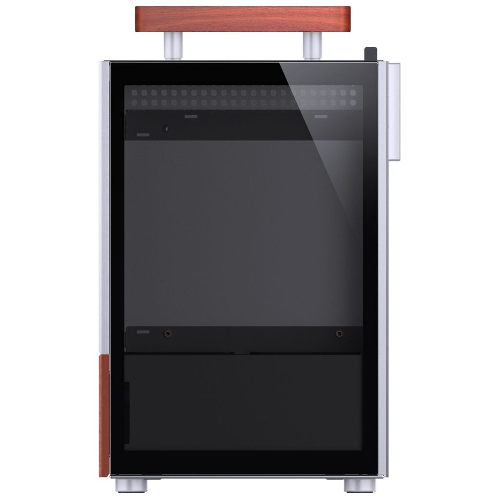 Jonsbo T6 PC Case, Mini-Tower, Mini-ITX, Tempered Glass, Wood - Silver - B-Grade