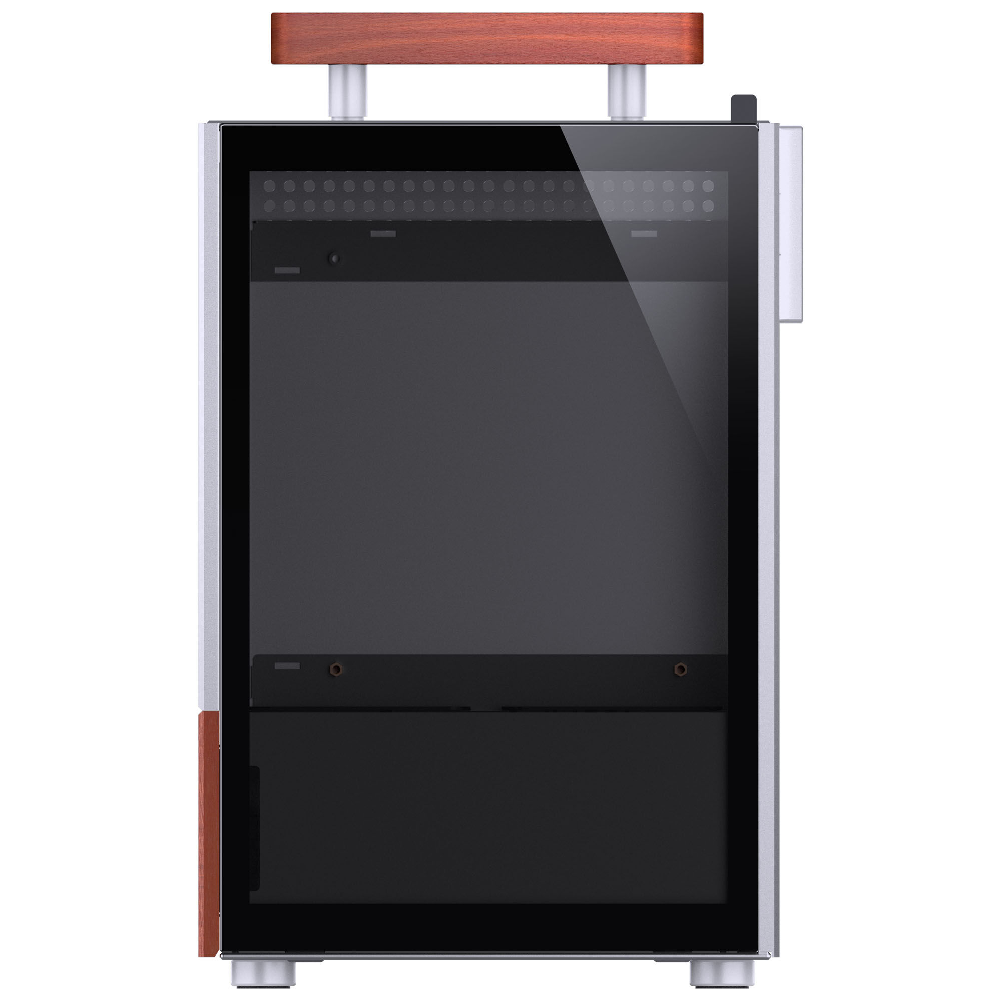 Jonsbo T6 PC Case, Mini-Tower, Mini-ITX, Tempered Glass, Wood - Silver - B-Grade