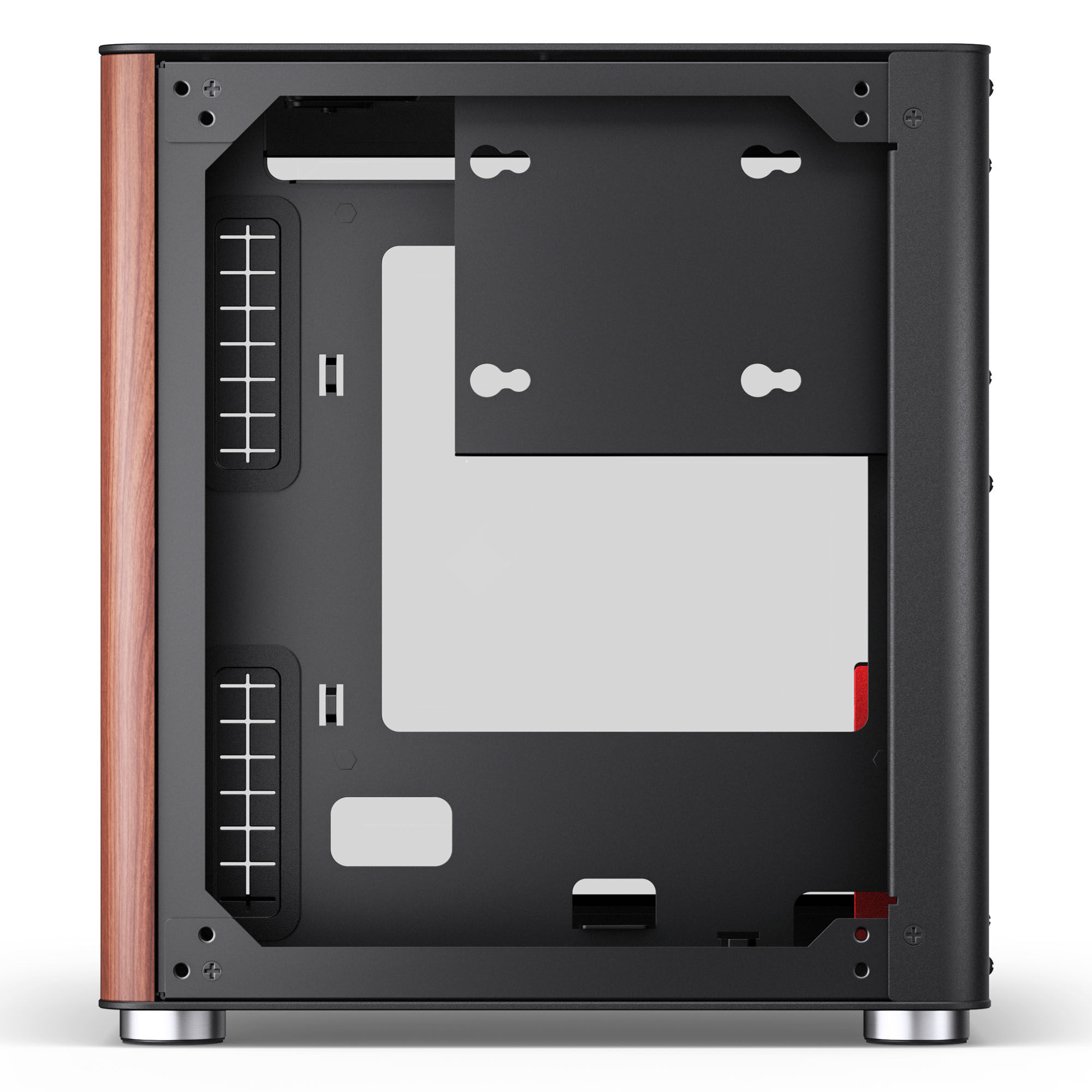 Jonsbo TK-0 PC Case, Mini-Tower, Mini-ITX, Tempered Glass, Wood - Black