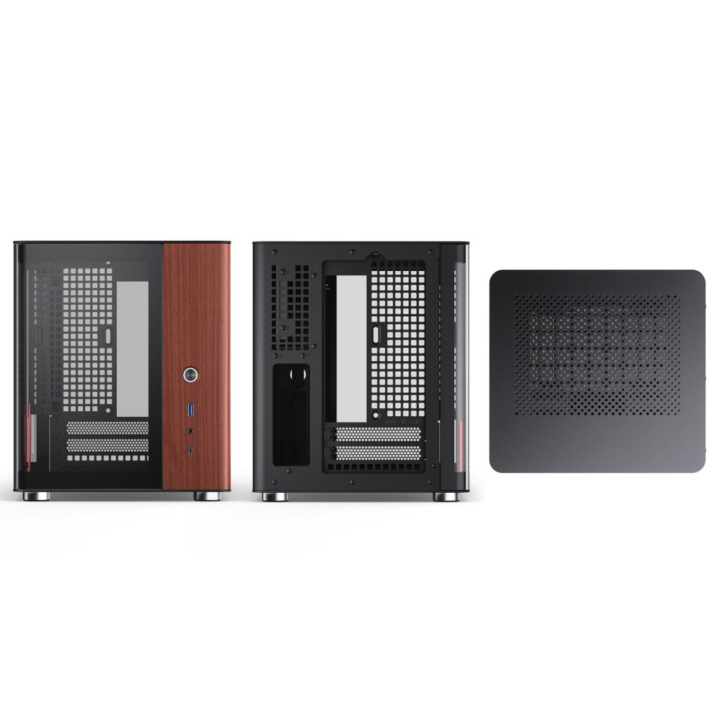 Jonsbo TK-0 PC Case, Mini-Tower, Mini-ITX, Tempered Glass, Wood - Black