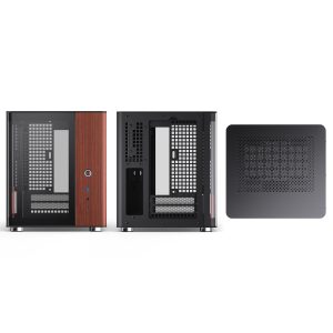 Jonsbo TK-0 PC Case, Mini-Tower, Mini-ITX, Tempered Glass, Wood - Black
