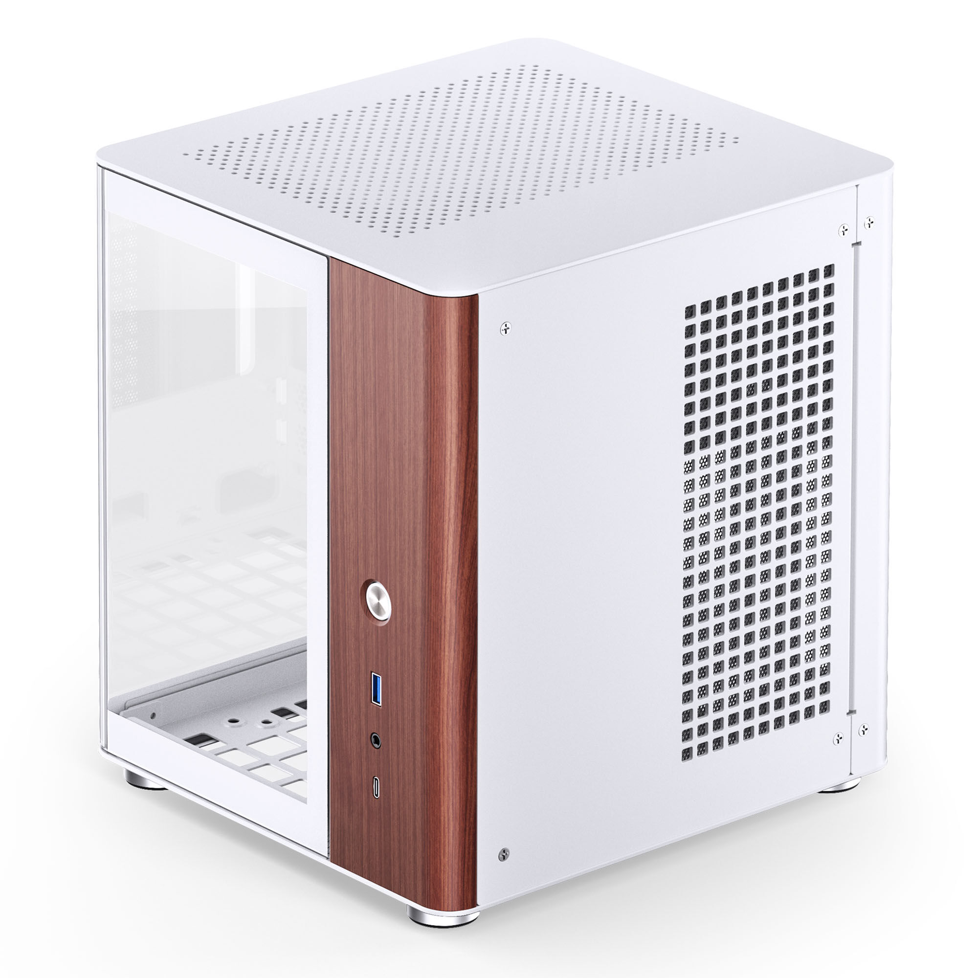 Jonsbo TK-0 PC Case, Mini-Tower, Mini-ITX, Tempered Glass, Wood - White : image 5