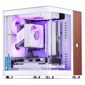 Jonsbo TK-0 PC Case, Mini-Tower, Mini-ITX, Tempered Glass, Wood - White : image 10
